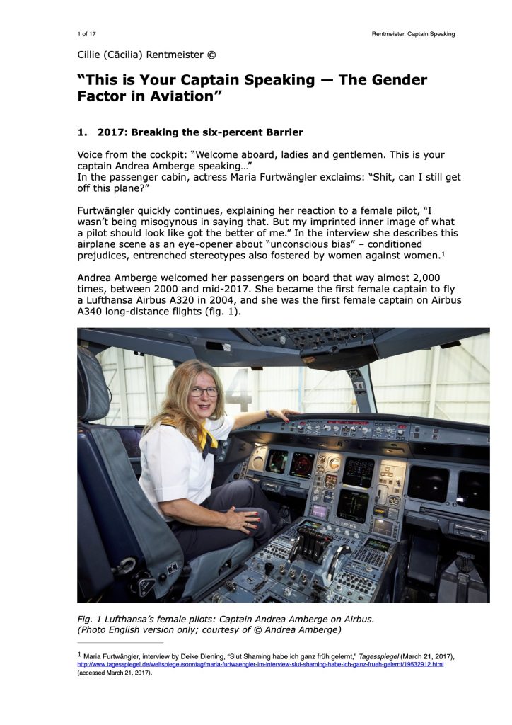 Rentmeister Women and gender factor in Aviation Essayin apage 1