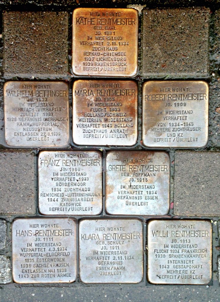 Stolperstein Rentmeister Maria, Käthe, Robert, Willi, Hans u.a.